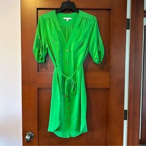Amanda Uprichard 100% Silk Shirt Dress Button Down Belted